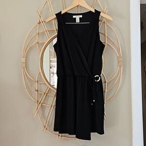 White House Black Market Women's‎ Sleeveless Faux Wrap Black Skort Romper Sz 0